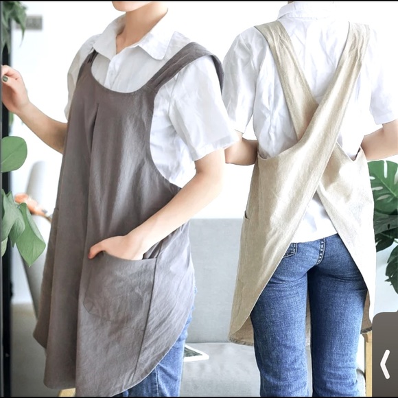 L&L Other - Linen Apron+ Pinafore+Gift Ideas+Gray+Kaki+OSFA
